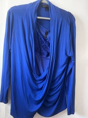 Miracle body  Cowl Neck Tunic - Royal Blue with matching lace tank top